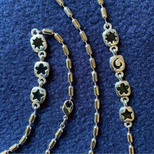 Black and Silver Barrel Bead Necklace Set